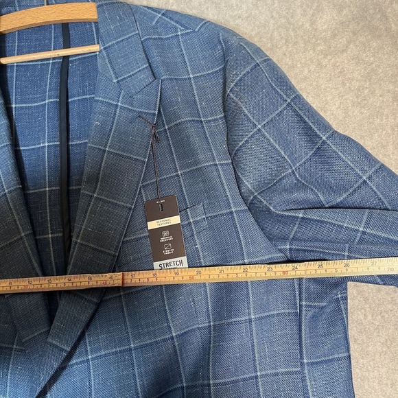 Stafford Blazer Mens 54R Blue Plaid Linen Classic Fit Sports Coat Jacket Preppy - Picture 5 of 15